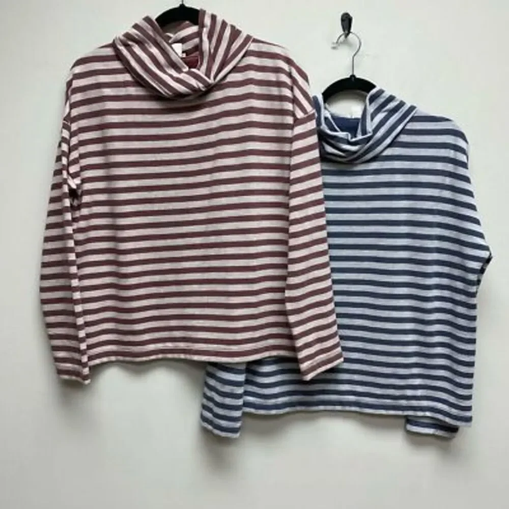J.Crew Womens Lot Of 2 Pullover Sweatshirt red blue White Striped Stretch S - Picture 1 of 7